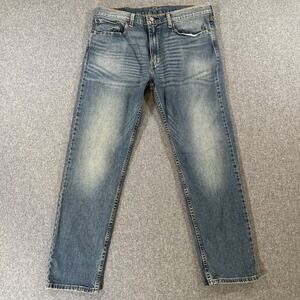 Levi's 502 Regular Fit Jeans Mens 36x32 Blue Medium Wash Denim Distressed Fade